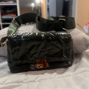 A New Day Shiny Olive Crossbody Bag